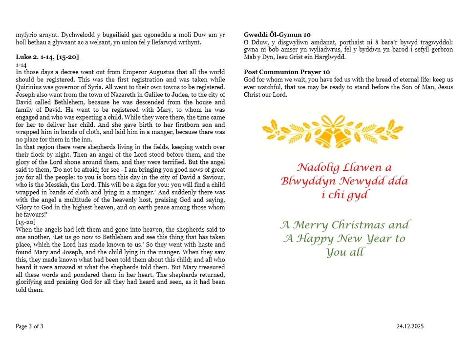 Darlleniadau Noswyl Nadolig |  Christmas Eve Readings  Page 3