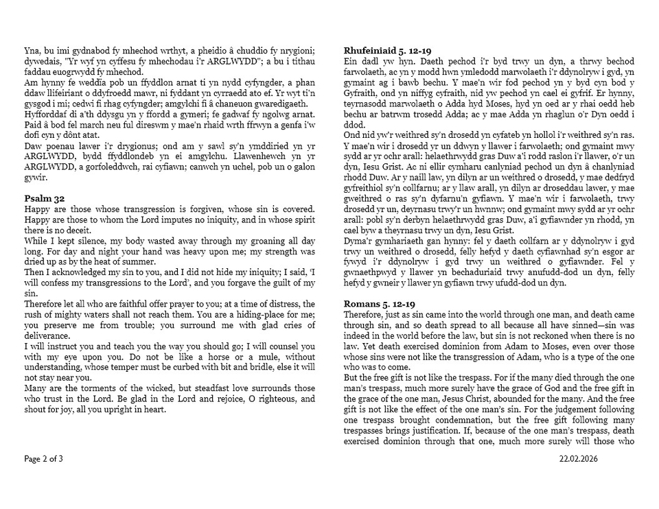 Darlleniadau'r wythnos  |  This week's readings