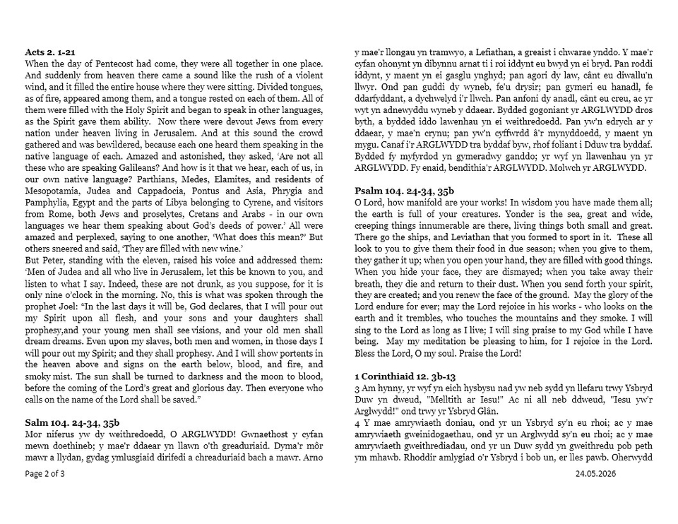 Darlleniadau'r wythnos  |  This week's readings