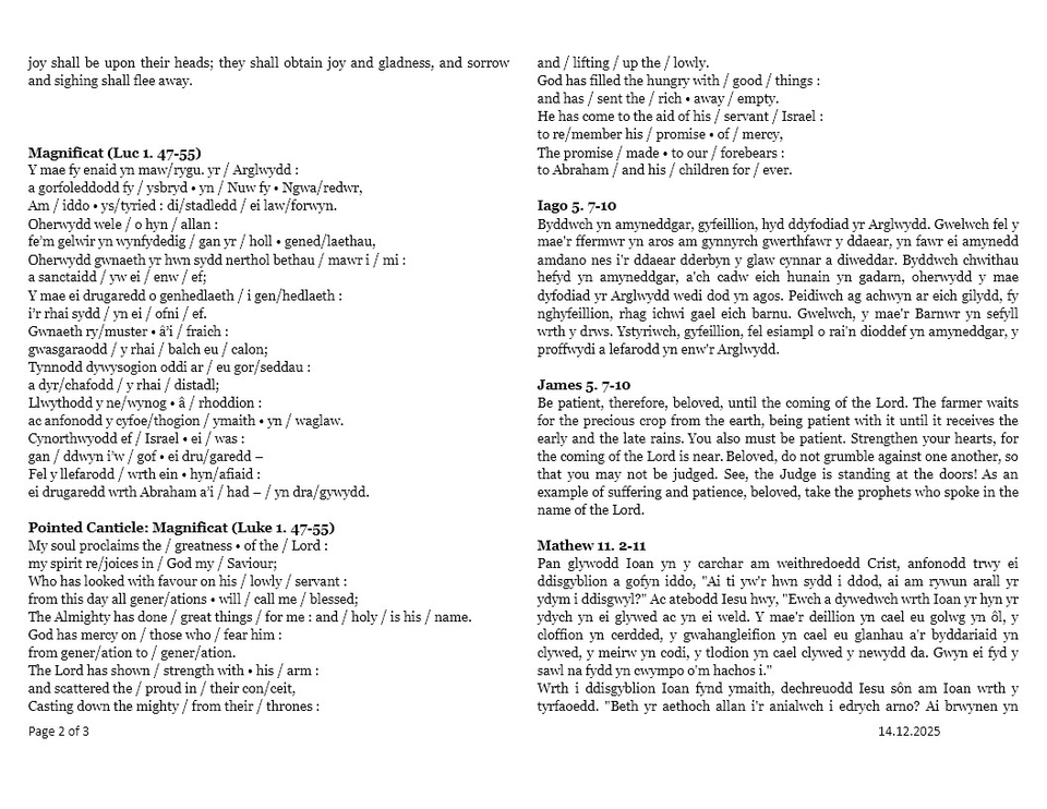 Darlleniadau'r wythnos  |  This week's readings