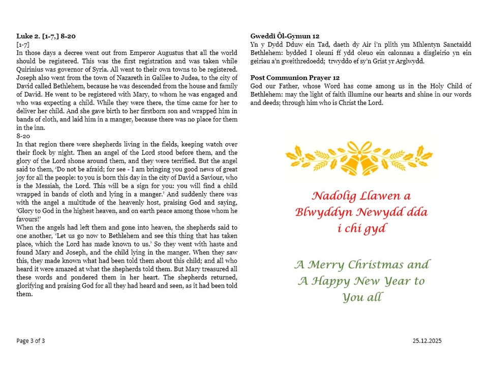 Darlleniadau Dydd Nadolig  |  Christmas Day Readings  Page 3