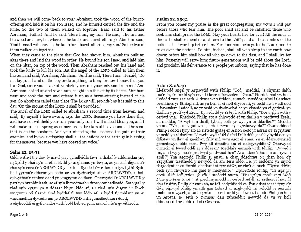 Darlleniadau'r Cymun Syml  |  Simple Eucharist Readings