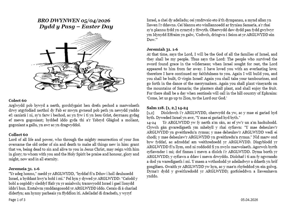 Sul y Pasg  |  Easter Sunday