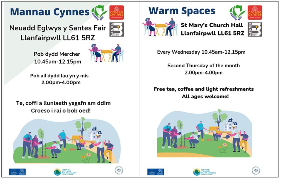 WARM SPACES - Invitation to visit St Mary's Church Hall for tea/coffee. Wednesdays 10:45am to 12:15pm