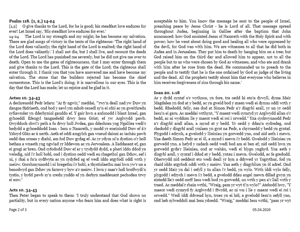 Sul y Pasg  |  Easter Sunday