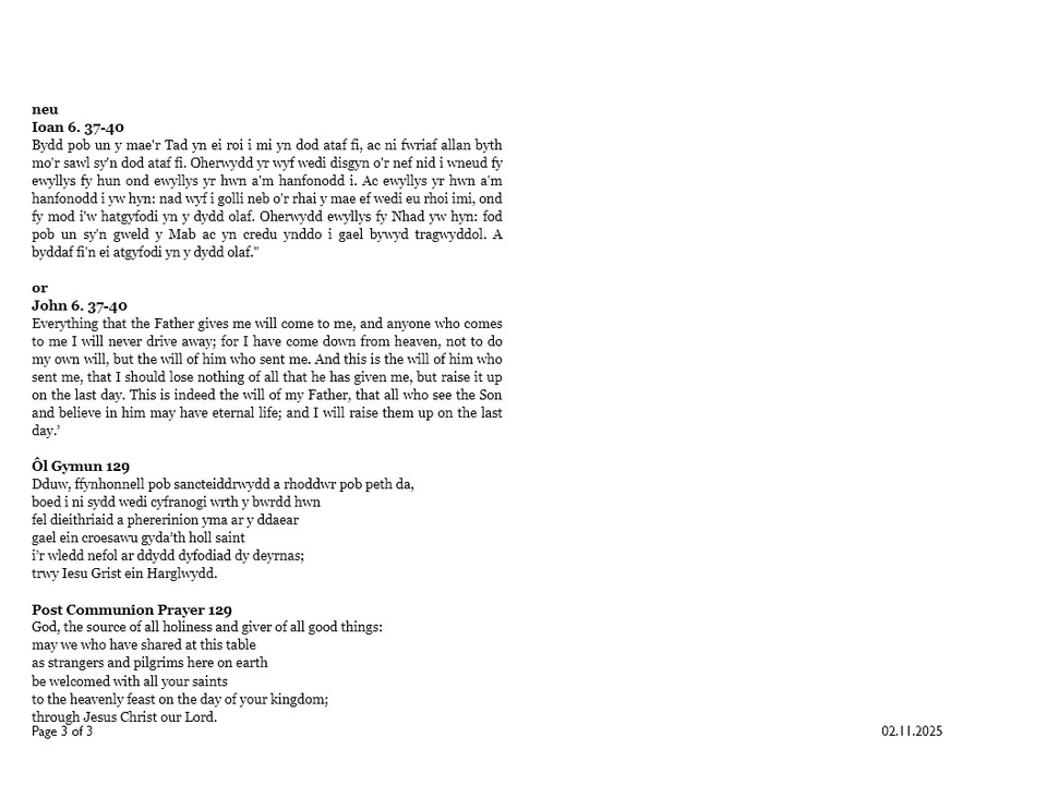 Darlleniadau'r wythnos  |  This week's readings