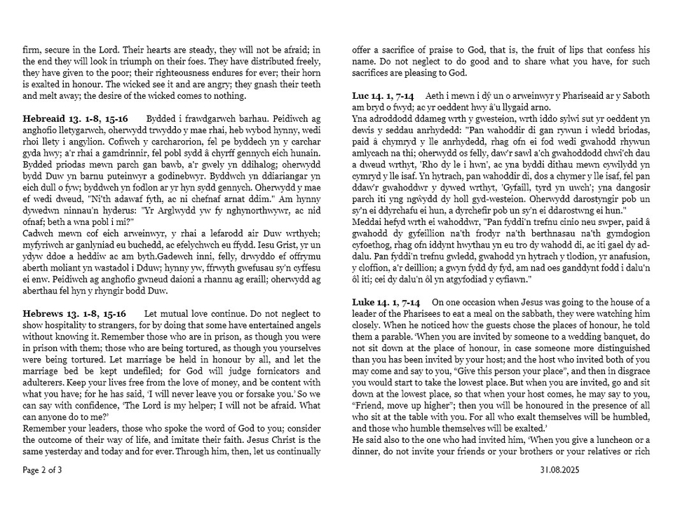 Darlleniadau'r wythnos  |  This week's readings