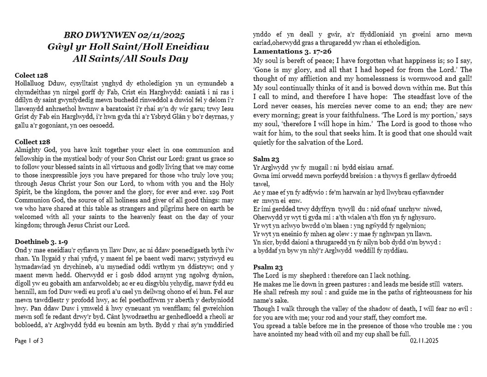 Darlleniadau'r wythnos  |  This week's readings