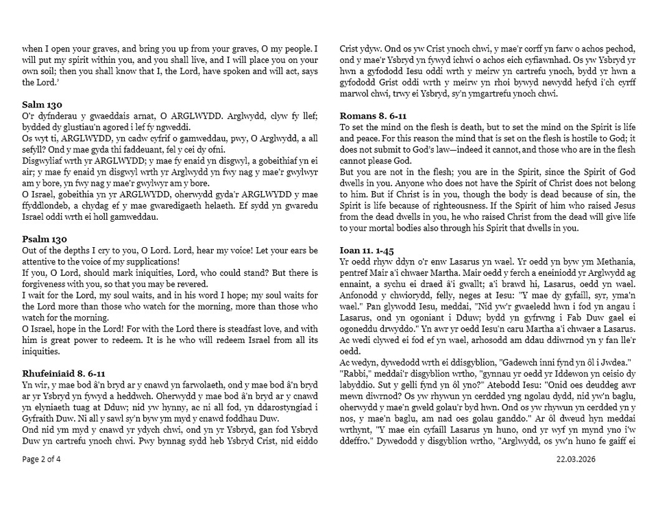 Darlleniadau'r wythnos  |  This week's readings