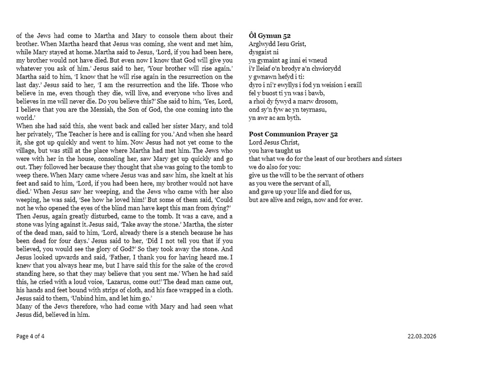 Darlleniadau'r wythnos  |  This week's readings