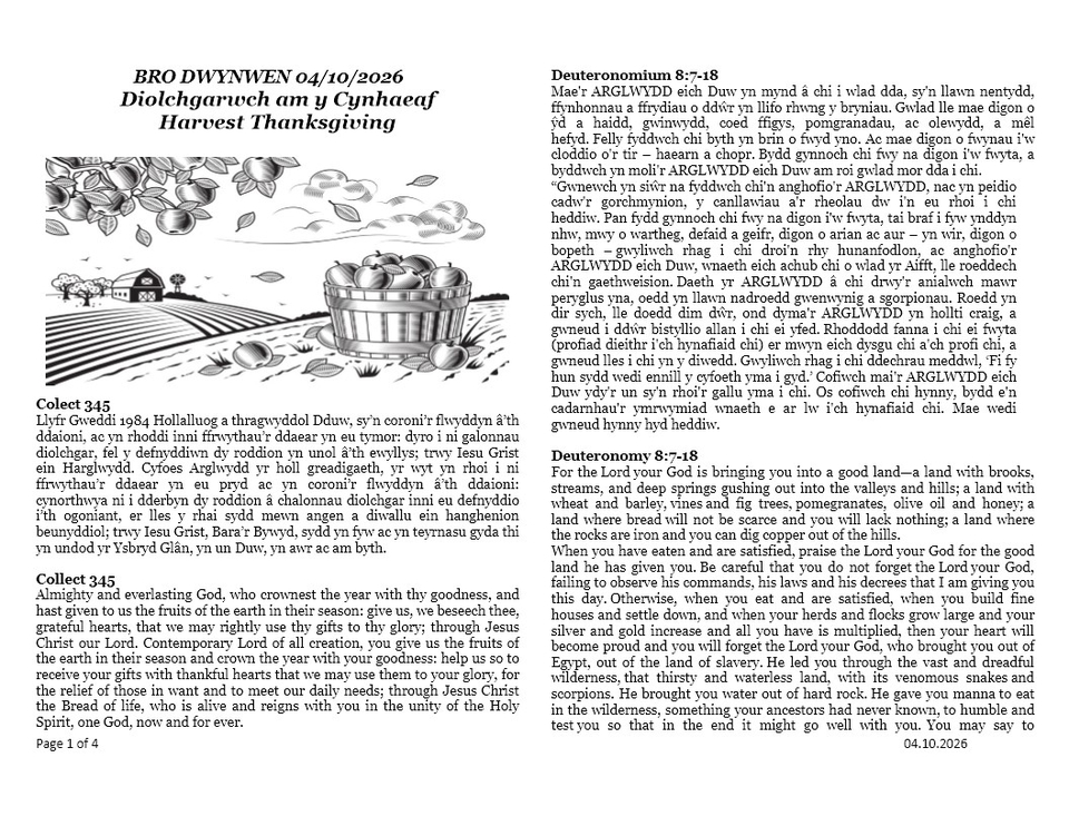 Darlleniadau'r wythnos  |  This week's readings
