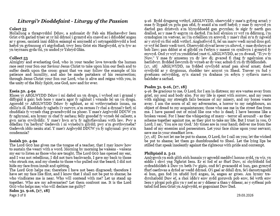 Darlleniadau Sul y Blodau  |  Palm Sunday Readings