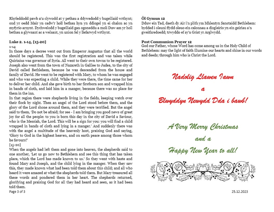 Darlleniadau Dydd Nadolig  |  Christmas Day Readings  Page 3